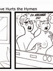 Love hurts the hymen. Sketch scene from Archie porn comics from jkrcomix.com