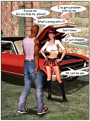 Interracial Comics. Jessica Blackwell have a car trouble in the black district
